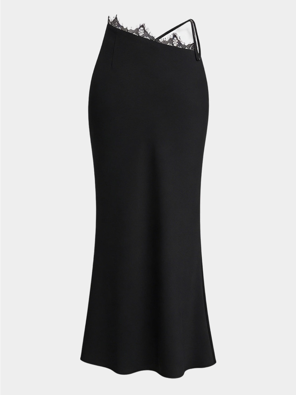 Black Lace-Trim Maxi Slip Skirt